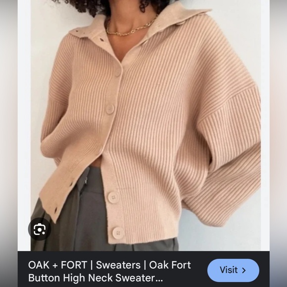 Oak + fort button high neck cardigan - Picture 1 of 4